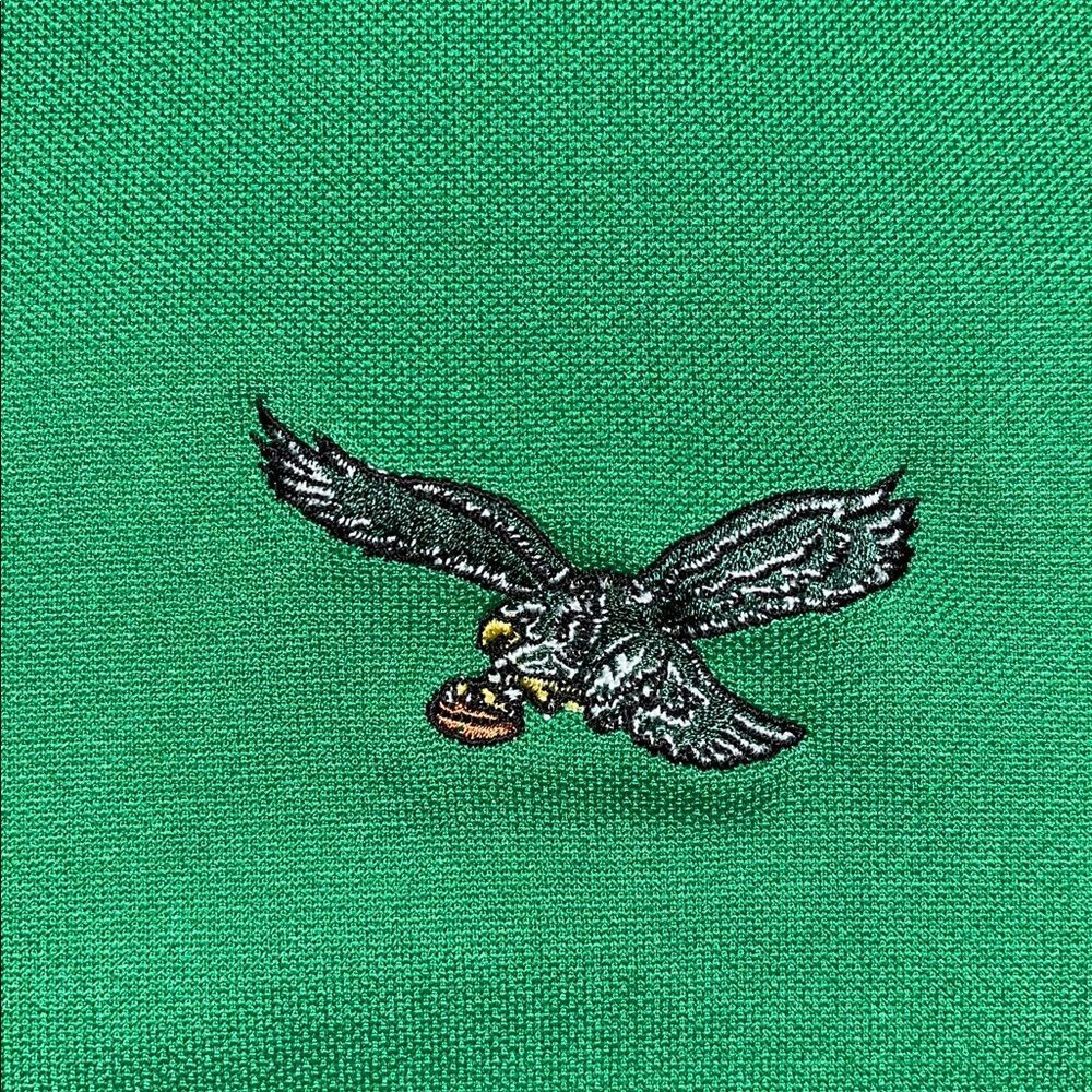 Philadelphia Eagles Antigua Kelly Green retro golf polo shirt XL vintage style - Picture 3 of 5